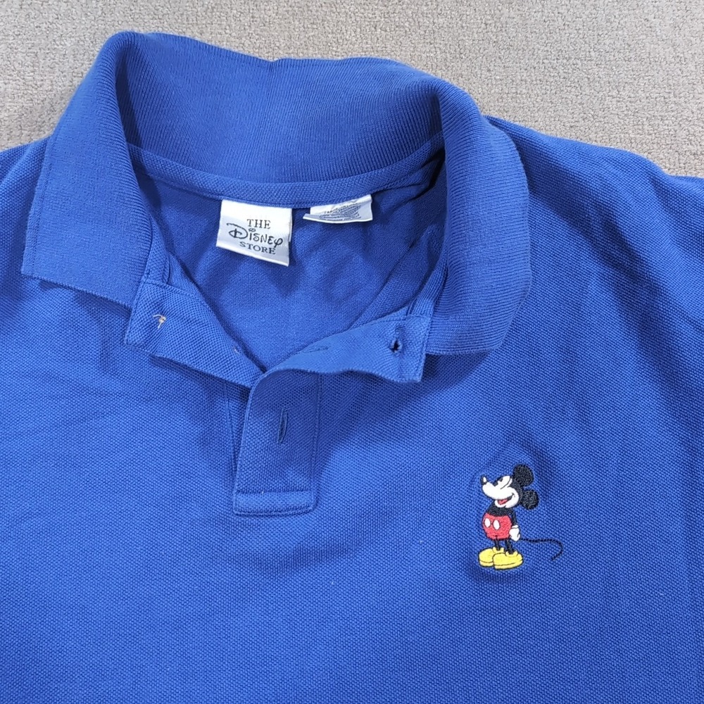 The Disney Store Mickey Mouse Embroidered LARGE Blue Polo Adult Shirt VTG Cotton